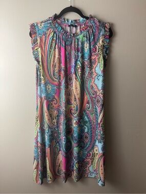 Women’s Tommy Hilfiger Paisley Print Ruffle Sleeve Dress Summer Resort Size 16